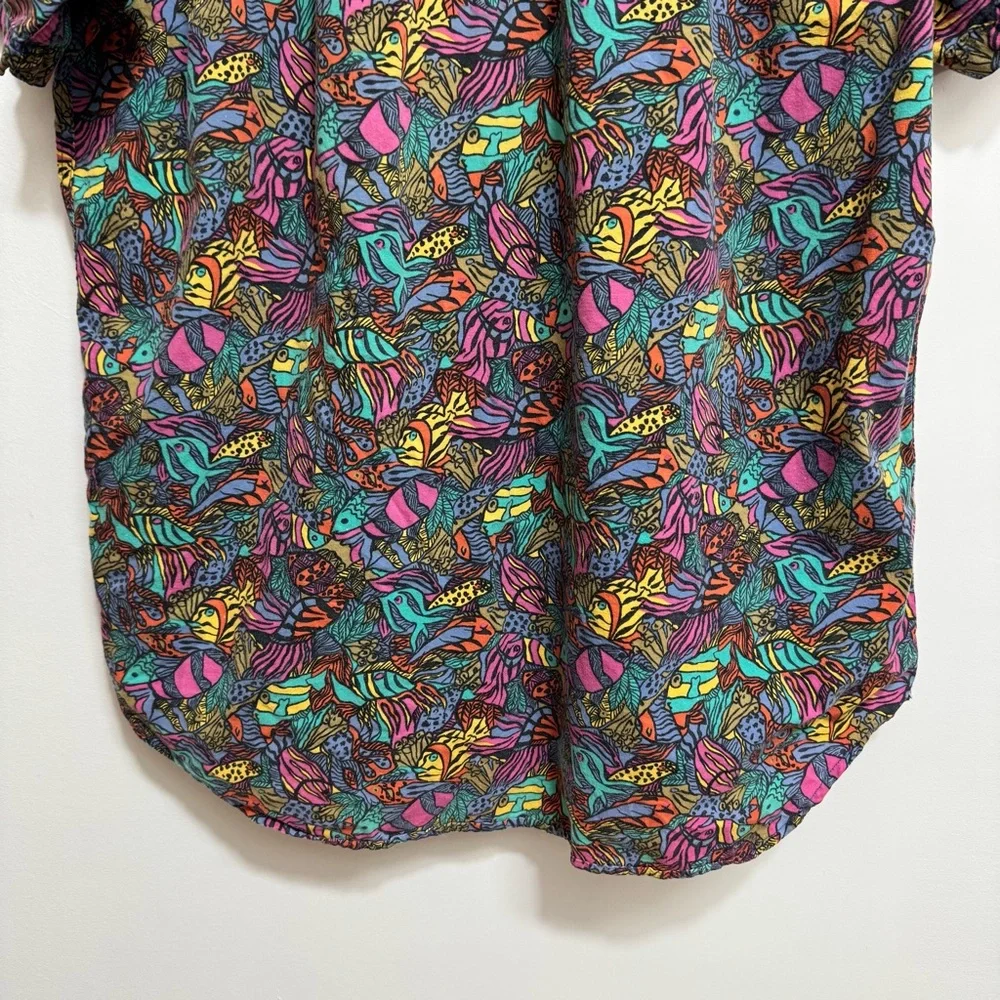 Vintage Royal Robbins World 90s Abstract Tropical Fish Button Down Shirt - Picture 8 of 10